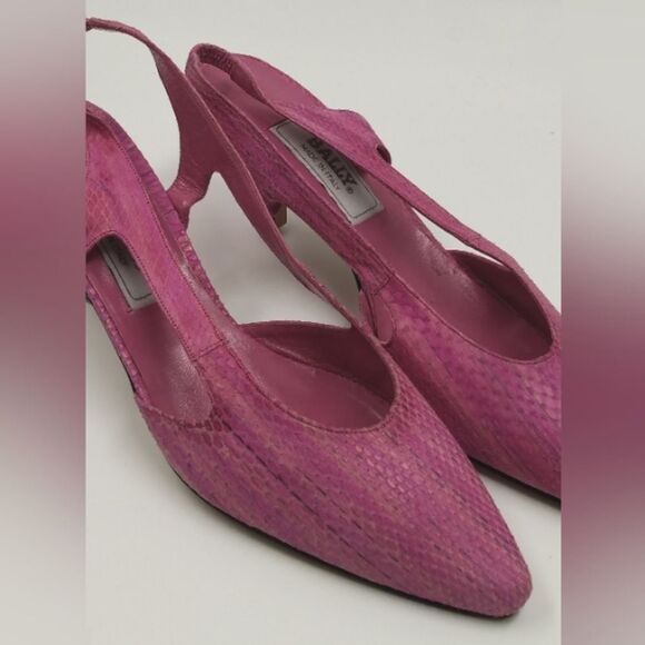 Bally of Switzerland Vintage Pink Leather Slingback Shoe's Kitten Heels  11AA - Picture 7 of 15